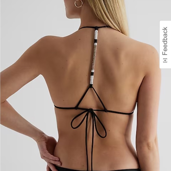 Triangle Beaded T-Back Body Contour Swim Top - Picture 2 of 3